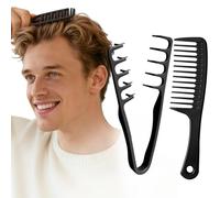 2 Pezzi Pettine Capelli Con Texture Pieghevole, Spazzola Per Capelli Ricci Per, Pettine Grande Dente Ampio Acconciatura Voluminosa Con Struttura, Pinza Di Sollevamento, Per Donne E Uomini -2 Nero