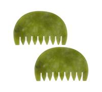 2 Pezzi Pettine Massaggiante in Jade Verde, Antistatico | Strumento Portatile, Stimola la Circolazione e Riequilibra Sebo, Uso Quotidiano per Chioma e Relax