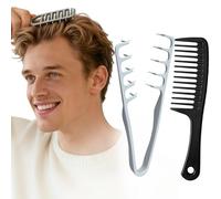 2 Pezzi Pettine Per Capelli Con Texture Pieghevole, Spazzola Per Capelli Ricci Pettine Grande Dente Ampio Acconciatura Voluminosa Con Struttura, Pinza Di Sollevamento, Per Donne E Uomini