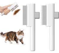 2 Pezzi Pettine per Gatti E Cani, Antipulci Autopulente per Pettine Gatto Con Pu