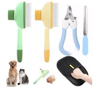 2 Pezzi Pettine Per Gatti, Pettine Per Cani, Pettine Pelo Morto Cane, Spazzola Gatto Pelo Lungo Per Capelli Lunghi e Gatti Corti (Verde+Giallo)