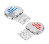 2 Pezzi Pettine per la rimozione delle pidocchi,Pettine per Pulci in Acciaio Inox con Denti Cilindrici per Cani e Gatti(Rosso e blu)
