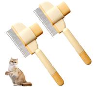 2 Pezzi Pettine Per Le Pulci Per Cani Gatti, Pennello Per La Toelettatura Da Compagnia Portatile Con Pulsante Di Rilascio, Pettine Di Depilazione Per Animali Domestici, Pennello Per Massaggio