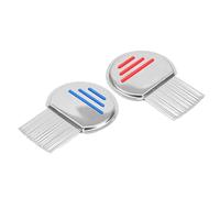 2 Pezzi Pettine per Pulci per Cani da Gatto,Pettine per Pulci in Acciaio Inox con Denti Cilindrici per Cani e Gatti(Rosso e blu)
