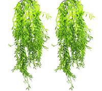 2 Pezzi Piante Artificiali da Appeso, Edera Finta in Plastica, Piante Rampicanti Artificiali con Foglie di Salice per Giardino, Balcone, Matrimonio, Camera da Letto Decorazioni Murali Esterne Interne