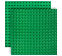 2 Pezzi Piastra Base Compatibile con Lego Duplo, 25x25cm Base per Mattoncini Compatibile con Lego Duplo, Set di Piastre da Gioco Creativo, Verde