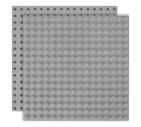 2 Pezzi Piastra Base Compatibile con Lego Duplo, 25x25cm Base per Mattoncini Compatibile con Lego Duplo, Set di Piastre da Gioco Creativo, grigio