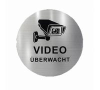 2 pezzi piastra porta, diametro 10 cm pannello adesivo video sorveglianza allarme alluminio spazzolato pannelli proprietà privata aspetto acciaio inox per cortile privato ufficio ristorante