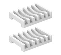 2 Pezzi Piatti per il sapone, Portasapone in silicone con drenaggio del sapone autosvuotante per la cucina, la doccia e il bagno (Bianco)