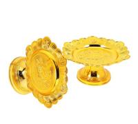 2 Pezzi Piatto Offerta Buddha Loto Plastico Oro per Frutta e Statue | Decorazione Tavolo, Design Multifunzione Robusto, Facile da Pulire, per Case e Santuari Buddhisti