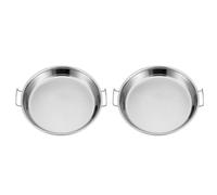 2 Pezzi Piatto per Cottura in Acciaio Inox Doppio Manico, Argento | Resistente alle Alte Temperature, Design Compatto, Facile Usare e Riporre, per Cucina Domestica