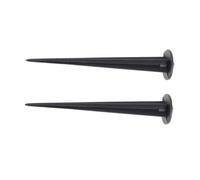 2 Pezzi Picchetto da Terra per Lampada Prato 16cm in Alluminio Nero | Accessorio per Fari Esterni, Viti M5 Incluse, Uso in Giardino e Campeggio, Struttura Robusta