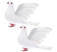 2 Pezzi Piccione Finto Bianco Realistico e Decorazioni Natalizie | Piume e Schiuma, Attacco Facile, per Composizioni Floreali, Alberi, Matrimonio e Pasqua