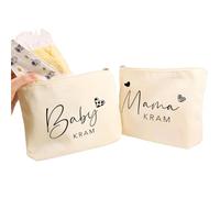 2 Pezzi Piccolo Astuccio per Trucchi, Regali per Baby Shower per Mamma, Borsa da Toilette per Donna, Borsa di Stoccaggio Portatile in Tessuto con Cerniera, Regalo di Nascita, Regali per Bambini