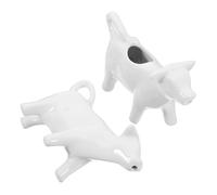 2 Pezzi Piccolo Bricco in Ceramica a Forma di Mucca 40ml per Crema | Superficie Liscia e Finemente Lucidata, Facile da Risciacquare, Bianco Minimalista, per Caffetteria e Tavolo