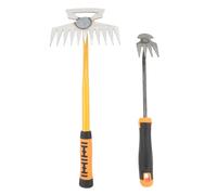 2 pezzi piccolo rastrello, 4 denti 11 denti set di attrezzi da giardino mini strumento da diserbo da giardino con manico in gomma per foglie che coltivano allentamento