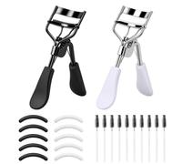 2 Pezzi Piegaciglia in Acciaio Inox con 10 Cuscinetti di Ricambio in Silicone e 10 Spazzolini per Ciglia Strumento per Il Trucco per Ciglia Incurvate per Donne e Ragazze di Tutte le Forme di Occhi