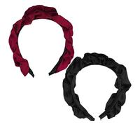 2 Pezzi Pieghettate A Taglio A Spigoli, Fasce Da Donna, Fasce Di Raso, Fasce Retrò, Semplici Fasce Versatili (Nero, Rosso).