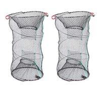 2 pezzi pieghevole rete da pesca rete per aragosta gamberetti trappola per granchi portatile pieghevole accessori per la pesca nylon nero alluminio cattura pesce
