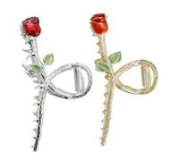 2 Pezzi Pinza Chioma a Rosa Rossa in Metallo, Stile Retrò Elegante | Accessorio per Acconciature, Decora i Capelli con Stile Unico, Adatto a Chioma Spessi e Sottili