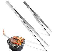 2 Pezzi Pinze da Cucina Acciaio Inox 20 e 30 cm, Pinze Chef Professionali | Acciaio inox, 2 misure 20 e 30 cm, punta seghettata per presa salda su carne, bistecca, barbecue e cucina quotidiana