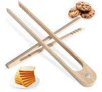 2 Pezzi pinze magnetiche per toast in bambù scanalate pinza cucina legno antiscivolo multiuso per griglia pane insalate sottaceti buffet pinze da cucina in legno riutilizzabili utensili con 18cm 22cm
