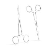 2 Pezzi Pinze per Piercing da 14 cm, Pinza per piercing per orecchini e sfere, Inossidabile Pinza per Pesca, Pinze per animali domestici, per Gioielli, per la Pesca a Mosca（Diritto e Curva）