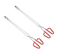 2 Pezzi Pinze per Rifiuti in Acciaio Inox Rosso Argento per Carbone | Strumento Portatile, Accesso Sotto Scaffale, per Giardino e Pulizia Strade, Adatto a Campeggiatori e Volontari