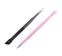 2 Pezzi Pinzetta a Doppia Testa in Acciaio Inossidabile | Strumento Compatto e Leggero, per Decal Precise, Tips Adesive e Pietre Decorative, in Viaggio