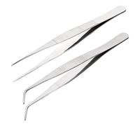 2 pezzi Pinzette in Acciaio Inossidabile da 16 cm Pinzette Lunghe Dritte e Curve Pinze Multiuso per Lavorazioni Industriali Uso in Laboratorio Giardinaggio Cucina