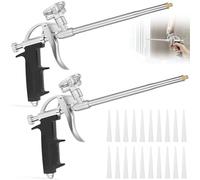 2 Pezzi Pistola Schiuma Poliuretanica con 20 Ugelli, Pistola Dosatrice PU Metallo Professionale, Pistola Spray Impugnatura Ergonomica, Pistola Schiumatura per Calafataggio, Sigillatura & Riempimento