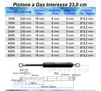 2 pezzi PISTONE MOLLA a GAS INTERASSE 230 mm FISSAGGIO OCCHIELLO FORO Ø 8,2 mm