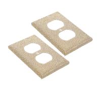 2 Pezzi Placca Copri Presa Decorativa con Cristalli Dorata per Interruttore | Copertura Lucida, Nasconde Bordi Irregolari, Adatta a Presa Duplex e Telaio Singolo