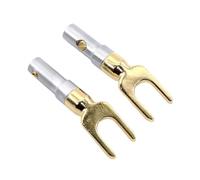 2 pezzi placcati in oro tipo Y/U connettore a banana cavo audio connettore filo bloccaggio a vite forcella forcella spina a banana