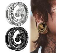 2 pezzi Plug per orecchie a forma di serpente, dilatatori, tunnel in acciaio inossidabile, misure da 8mm a 25mm, orecchini, piercing, gioielli di moda 12mm,14mm,16mm,22mm,19 mm,25 mm,8 mm,10 millimetr