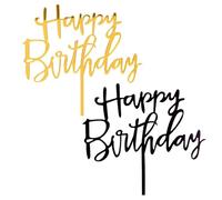 2 Pezzi Plugin per Torta di Compleanno, Forniture per Decorazioni per Torte, Plug -in Acrilico, Accessori per Torte (Nero, Oro).