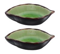 2 Pezzi Poggia Cucchiaio in Ceramica a Foglia, per Cucchiaini e Caffè | Colore Verde Chiaro, Stile Casa di Campagna Moderno, Compatto, per Piano Cottura e Angolo Caffè