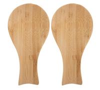 2 Pezzi Poggia Cucchiaio Rustico in Legno per Utensili Caldi | Finitura Liscia, Base Stabile e Incavo Profondo, per Cucina in Stile Rustico e Tavola da Servizio