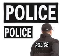 2 Pezzi Police Patch Riflettenti IR - Toppe Tattiche Ricamate con Hook and Loop, Alta Visibilità per Gilet Tactico, Uniforme, Zaino, Berretti e Abbigliamento (1 Grande + 1 Piccolo)