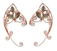 2 pezzi polsini auricolari Elfo con perline e foglie Elf Curvy Elf Ear Wrap-Around & Non-Piercing Clip sugli orecchini per donne Accessori per cosplay per feste in costume.