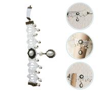 2 pezzi polsini in pizzo alla moda perline artificiali polsino da braccio