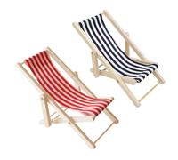 2 Pezzi Poltrona, Bambole Sedia, Lettino a Sdraio Pieghevole in Legno sdraietti, Mini Sdraio, Mini Decorazioni in Miniatura, Mini Decorazione da Spiaggia, Per Giardino Casa Bambole (Rosso e Nero)