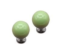 2 Pezzi Pomello in Ceramica Rotondo Verde per Porta e Mobile Cucina | Design Rurale Europeo Semplice e Delicato, Vite in Metallo da 25mm Inclusa, Installazione Facile