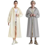 2 pezzi Poncho Impermeabile, Poncho Antipioggia Giacca Cappotto da Pioggia Eva Unisex Riutilizzabili Poncho Raincoat Portatile Mantella Antipioggia, Uomo e Donna, per Trekking, Pesca, Concerti