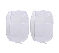 2 Pezzi Pop-Up Ceste per la Biancheria Rete, Cesto Portabiancheria Pieghevole da Viaggio con Manici, Cesto Panni Sporchi Salvaspazio 1 Scomparti, Laundry Basket per Vestiti e Giocattoli (C)