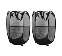 2 Pezzi Pop-Up Ceste per la Biancheria Rete, Cesto Portabiancheria Pieghevole da Viaggio con Manici, Cesto Panni Sporchi Salvaspazio 1 Scomparti, Laundry Basket per Vestiti e Giocattoli (A)