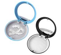 2 Pezzi Porta Apparecchio Denti,con specchio,Porta Bite Dentale Portatile,Contenitore per Protesi Dentarie, Scatola per apparecchi ortodontici,per Paradenti,dentiere(Nero + Blu)