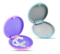 2 Pezzi Porta Apparecchio Denti, Custodia per Bite Dentale, Contenitore per Protesi, Scatola Ortodontica Resistente e Facile da Pulire, per Allineatori e Apparecchi Dentali (Rosa e Blu)