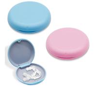 2 Pezzi Porta Apparecchio Denti,Porta Bite Dentale Portatile,Contenitore per Protesi Dentarie, Scatola per apparecchi ortodontici,per Paradenti,dentiere,Protettori Dentali(Blu + Rosa)