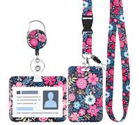 2 pezzi porta badge girocollo con 2 portacarte, porta badge avvolgitubo cordino con chiusura a moschettone girevole per carte di bus, carte di credito, carta d'identità, chiave